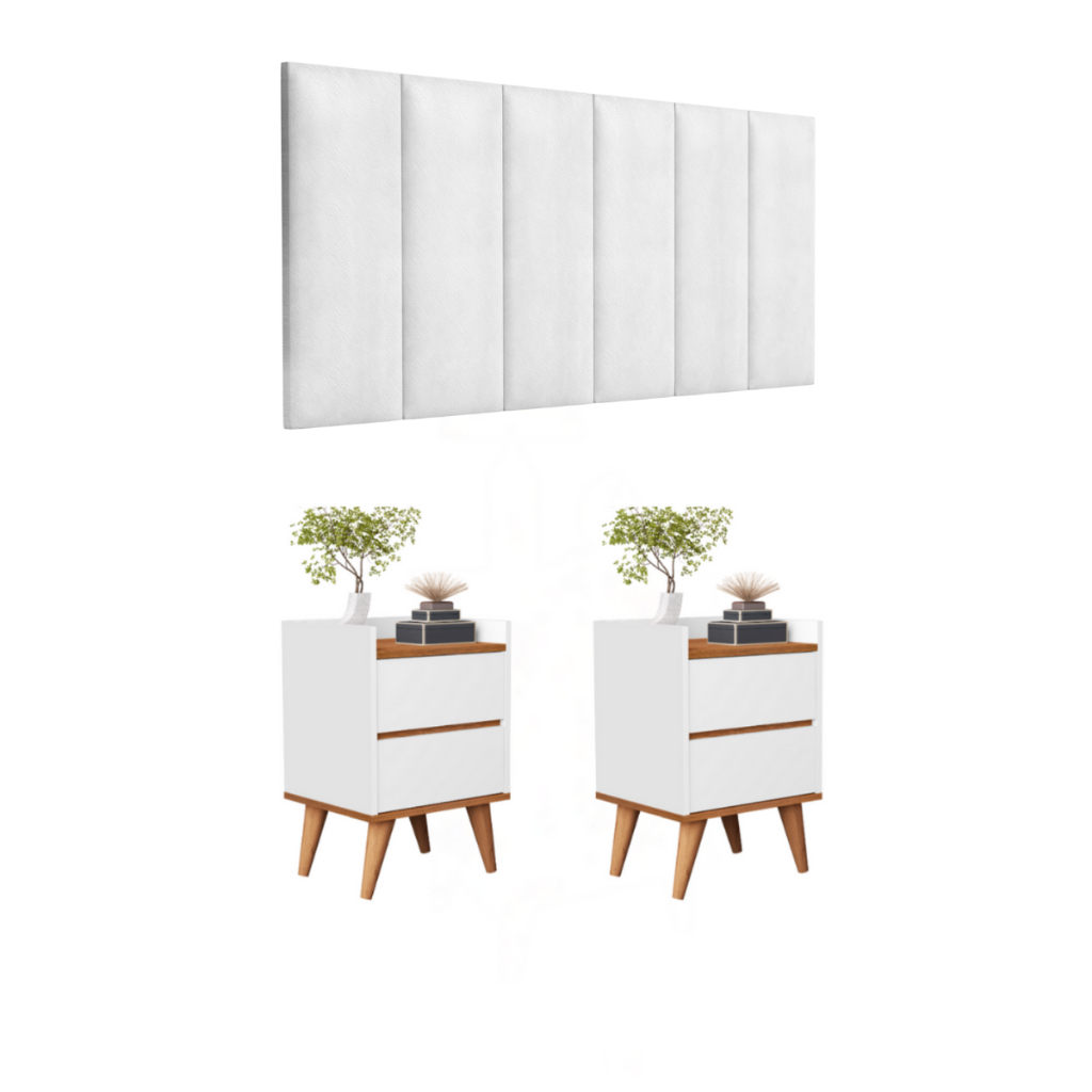 Conjunto Quarto Verona 1,40 - 2 Mesas De Cabeceira Verona Com Painel de Cabeceira De Cama Casal 1.40