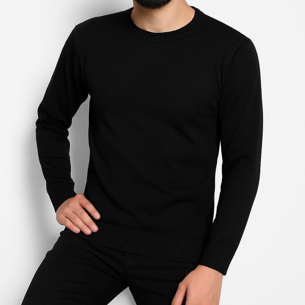 Sueter Masculino Tricot Lã Masculina Canelada Gola Redonda em Oferta na Shopee