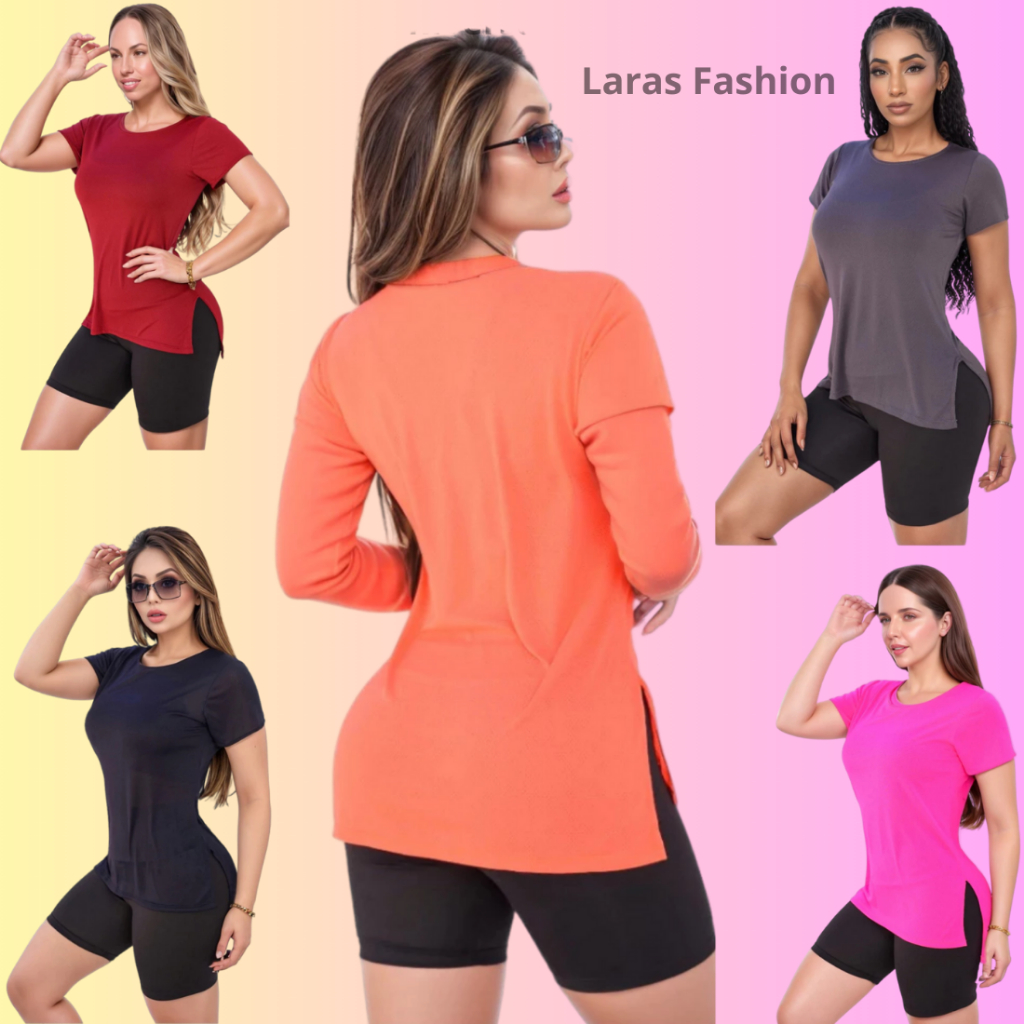 Kit Blusinha Feminina Confortável Viscolycra Tampa Bumbum Para Academia Caminhada Corrida Fitness