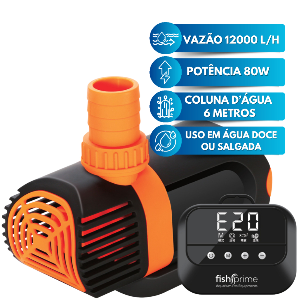 Bomba Submersa/Anfíbia AC 12.000 L/H Com Controladora Aquário Lago Tanque de Peixe Fonte Hidroponia