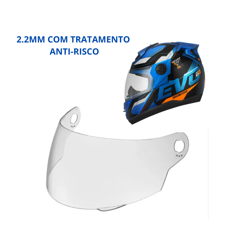 Viseira Cristal Pro Tork Evolution 788 G3 G4 G5 G6 G7 G8 2.2mm