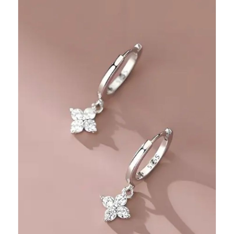 Brincos Feminino Argola Prata 925 com Pingente de Zircónia