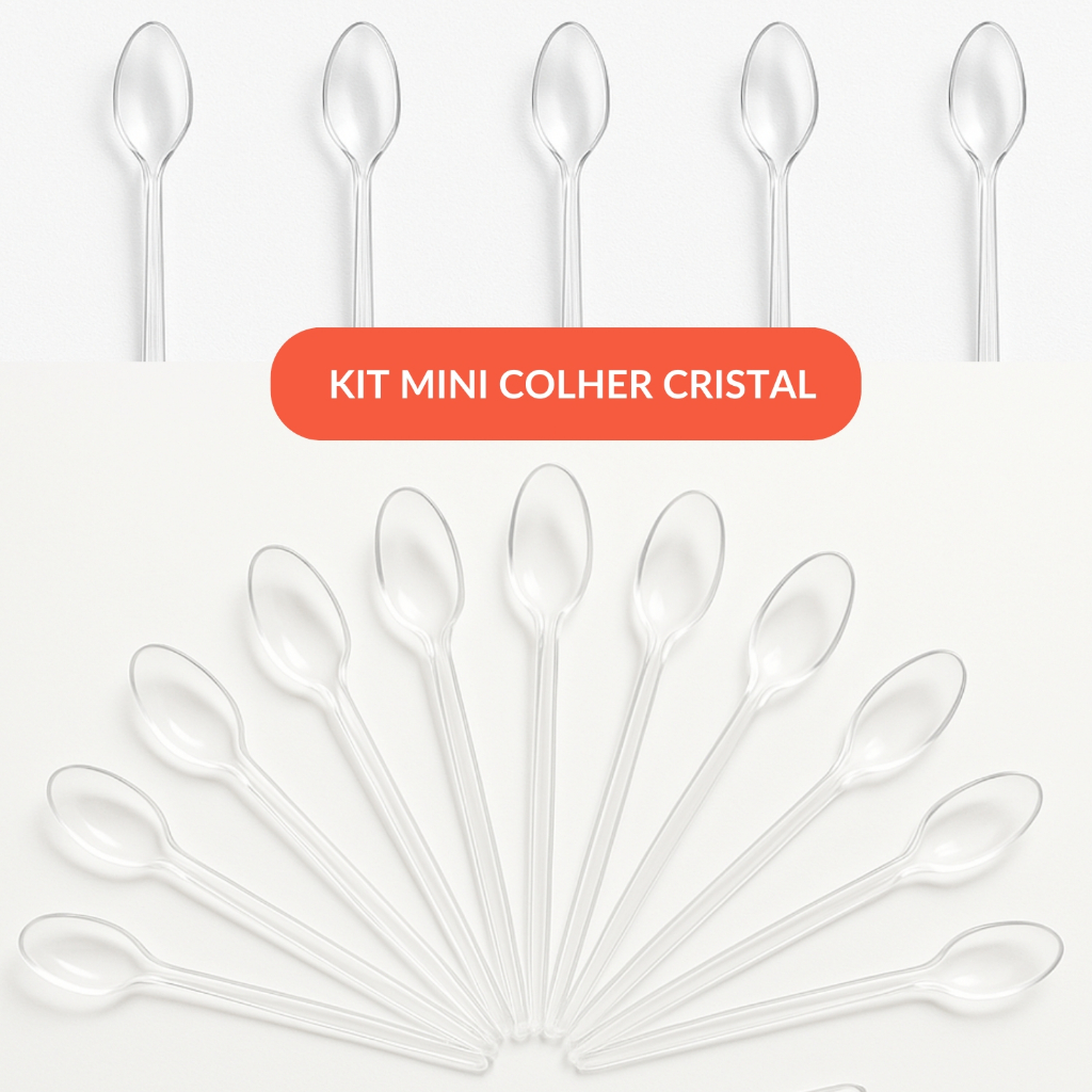 Kit Mini Colher Cristal para Brigadeiro Doces 200 a 600un. Descartável Festa Decoração Aniversário em Oferta na Shopee