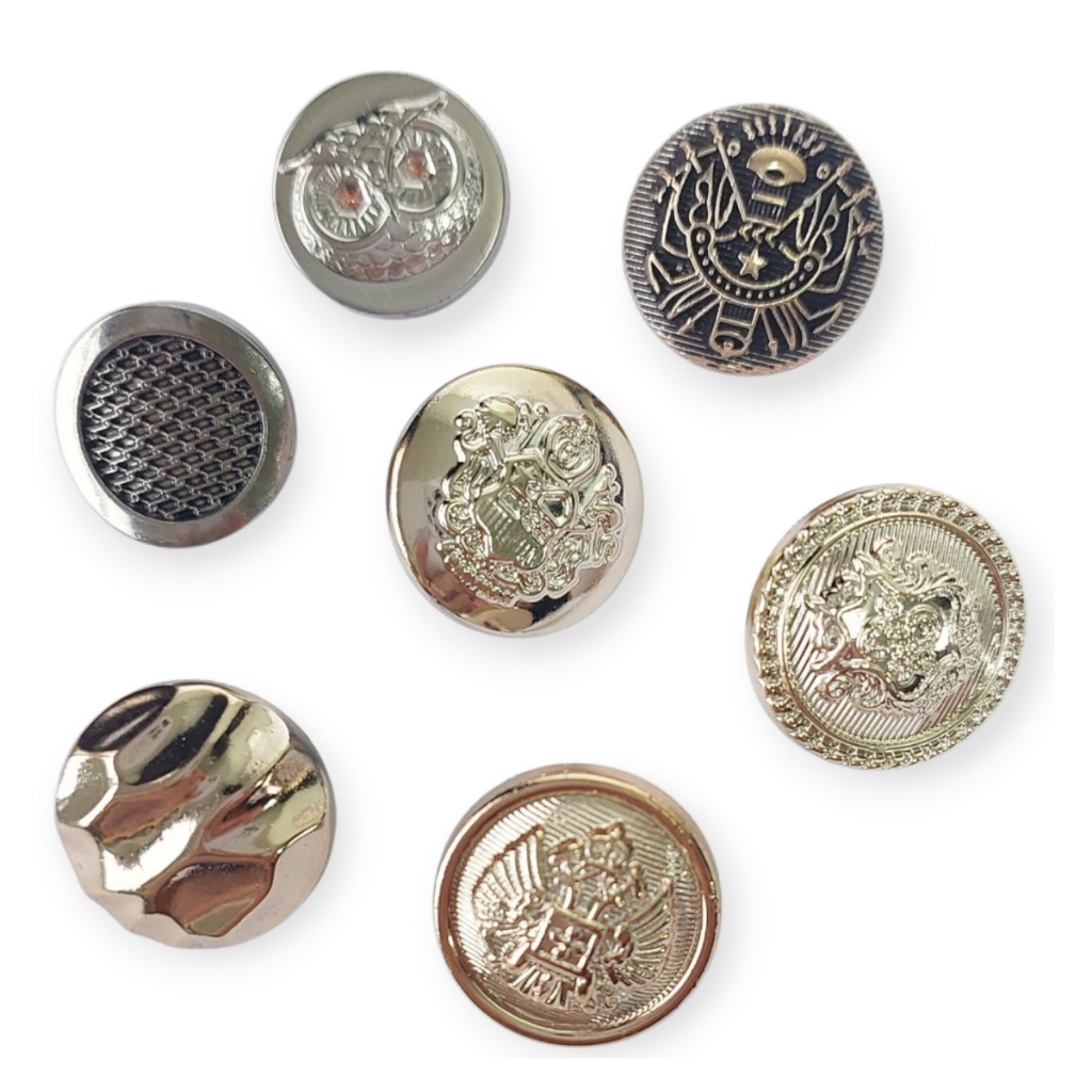 10 peças/lote/ 18mm / 21mm europeu botões de costura retrô para camisa ouro prata moda jaqueta botões pezinho de ABS