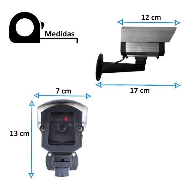 Micro Câmera Falsa Com Led P/ Segurança + Placa Sorria Você Está Sendo Filmado