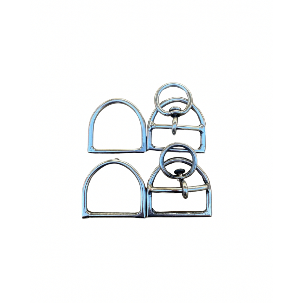 Par de Argola de Chincha 60 e 70mm Inox Destorcedor Chinchador Meia Argola para Cavalo Inox