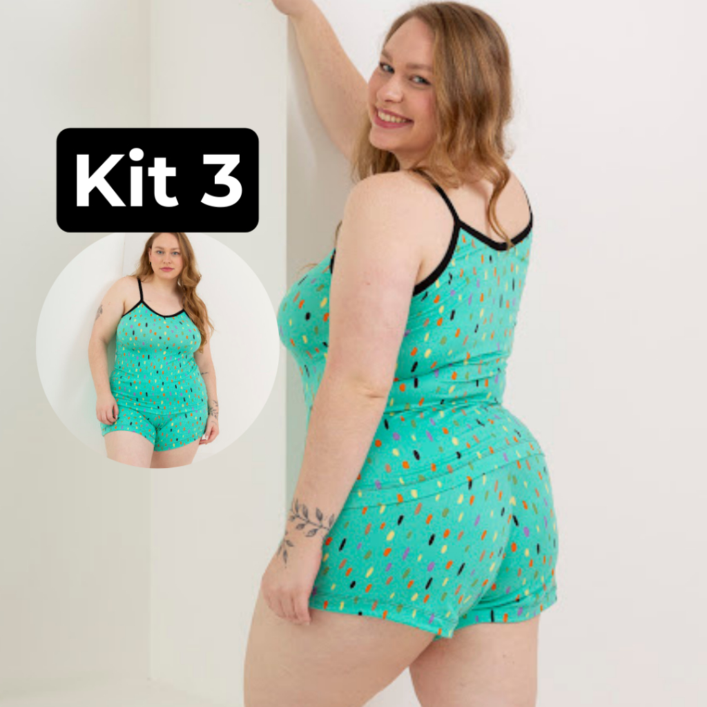 KIT 3 - Baby Doll Plus Size em Suede Confortável Roupa de Dormir Para Revender Pijama Feminino