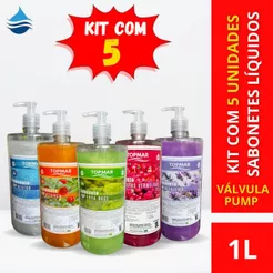 Kit 5 Versões Sabonetes Líquidos Perolizados TOPMAR - 1 litro cada