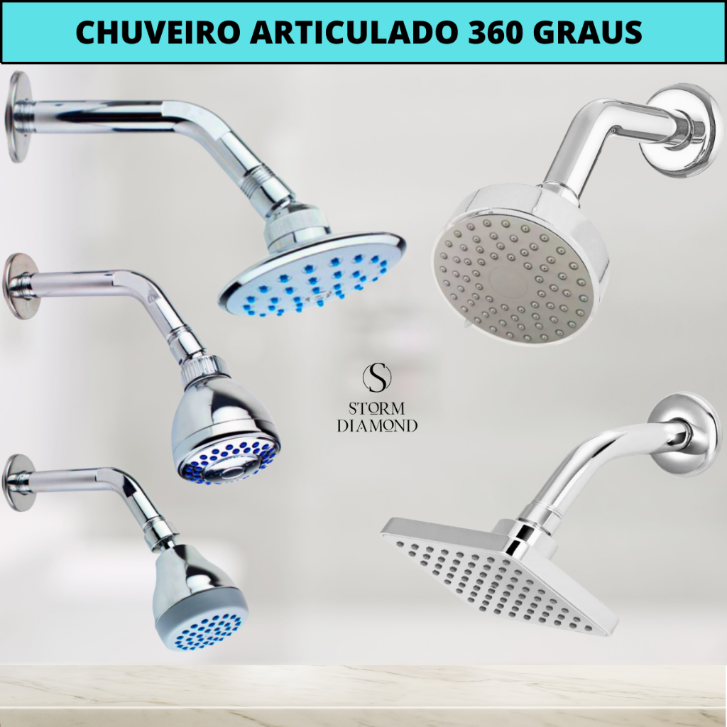 Ducha Chuveiro Articulado Cromado Para Banheiro Piscina Aquecedor Solar Gás Piscina Área Externa