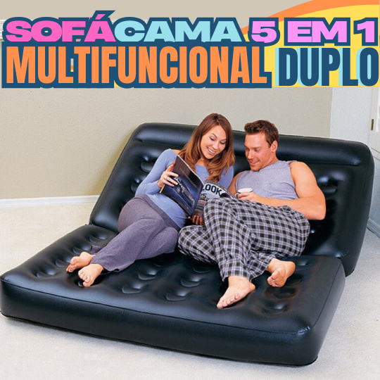SOFÁ CAMA DUPLO MULTIFUNCIONAL 5 POSIÇÕES, SOFÁ BESTWAY INFLÁVEL C/ BOMBA DE AR.