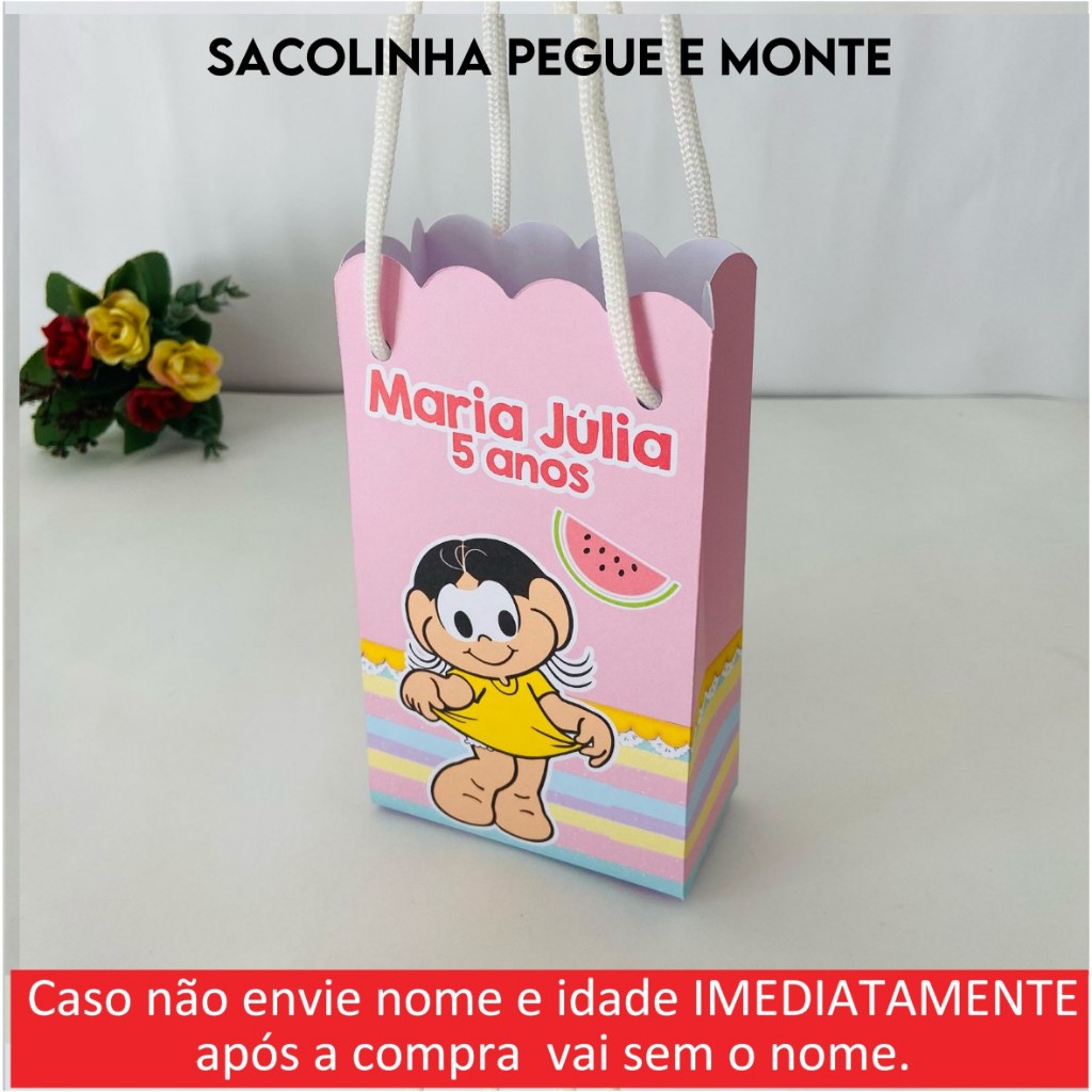 Sacolinha personalizada MAGALI ROSA PEGUE E MONTE/sacolinha surpresa/lembrancinhas/aniversário