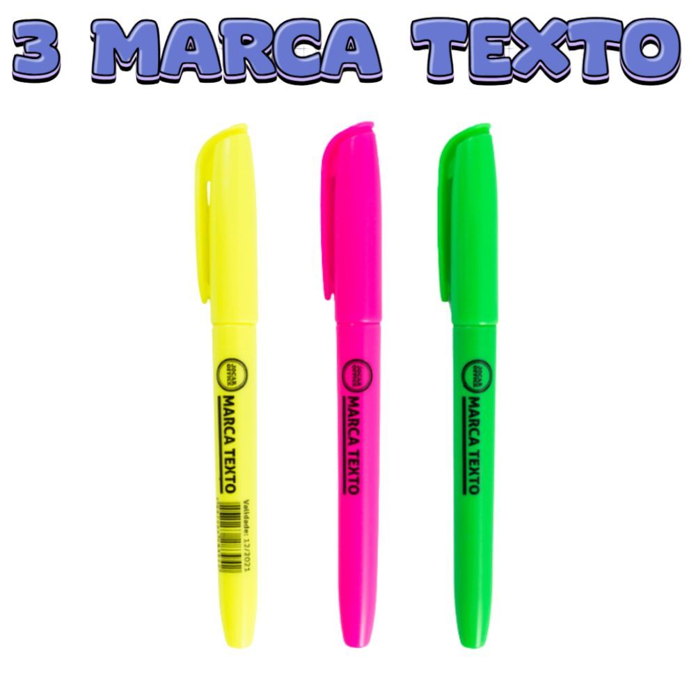 KIT 3 Canetas Marca Texto Jocar Office em Oferta na Shopee