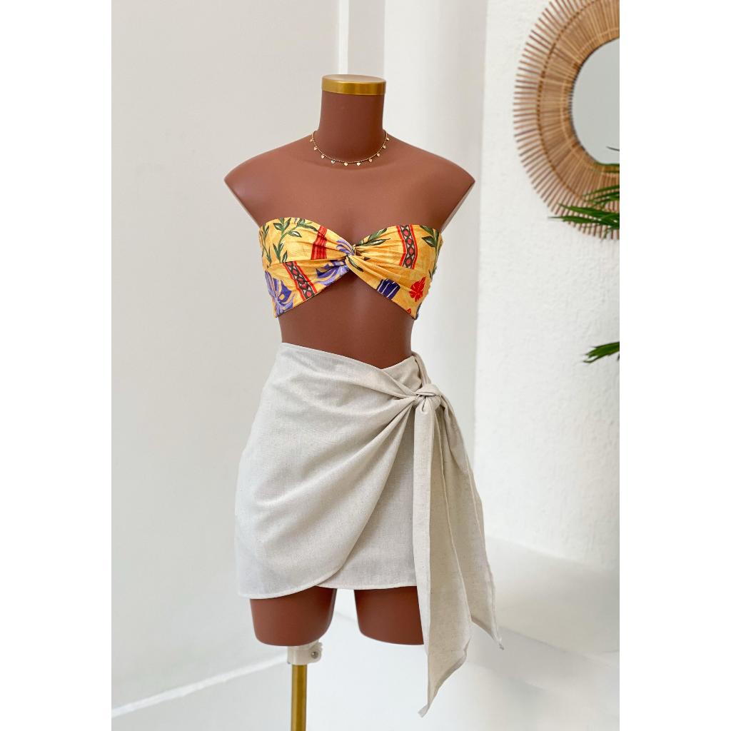 CROPPED SEREIA - cropped feminino estampado top faixa  far blusa tomara que caia estampa flores floral moda