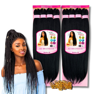 2 Cabelo Jumbo Tranças Box Braid Ez Brunette Fibra Premium + Anéis em Oferta na Shopee