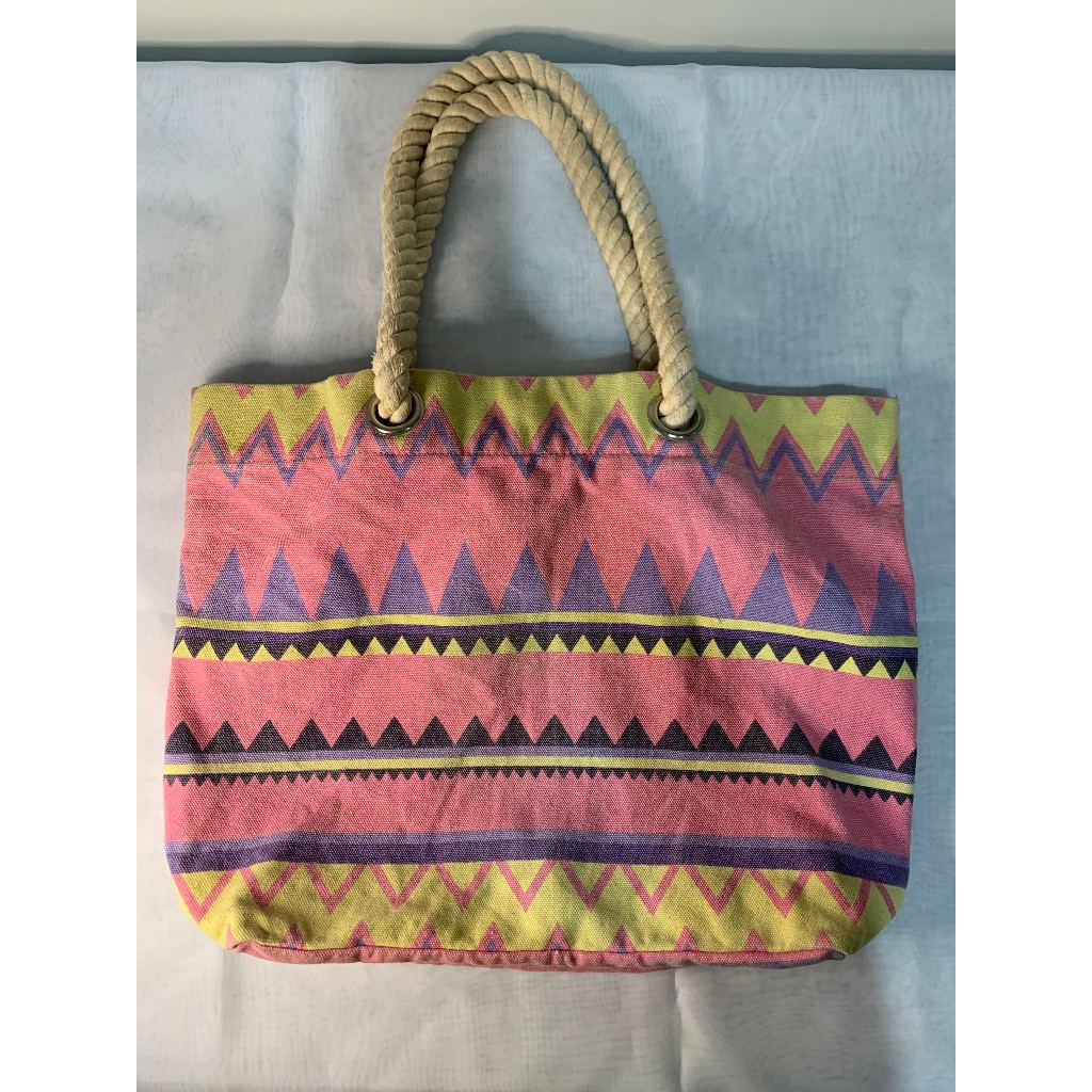 Bolsa de Praia Forever 21 Forever 21 Canvas Fabric Tote Bag -Estampada- USADA poucas vezes