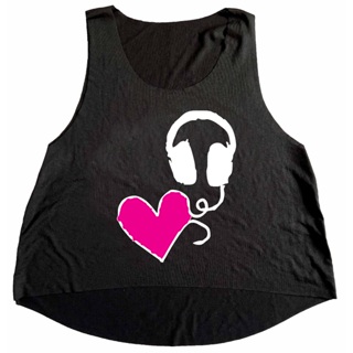 Cropped Preto Regata Camiseta Feminina Academia Eu Amo Musica em Oferta na Shopee