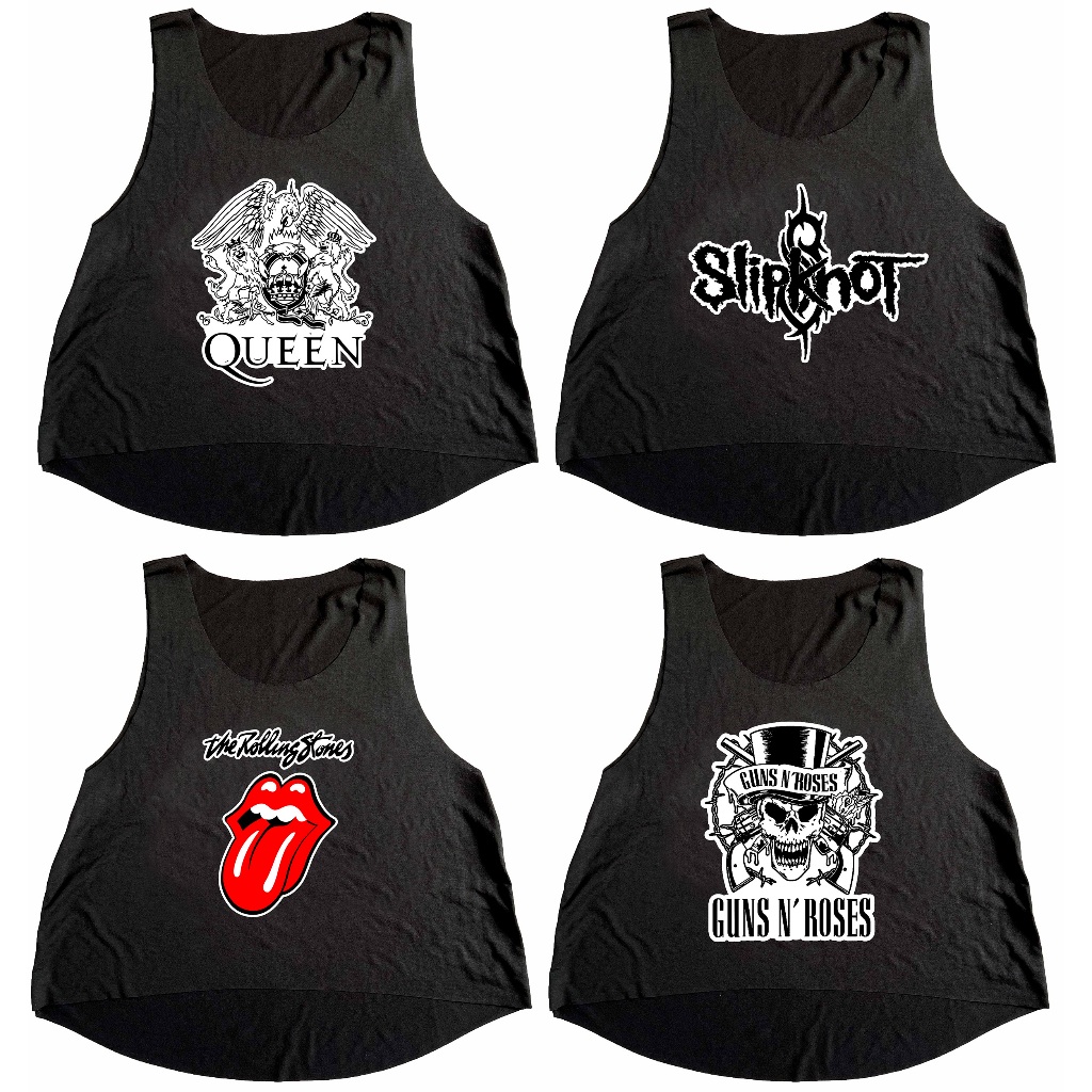 Cropped Preto Regata Camiseta Feminina Academia Rock em Oferta na Shopee