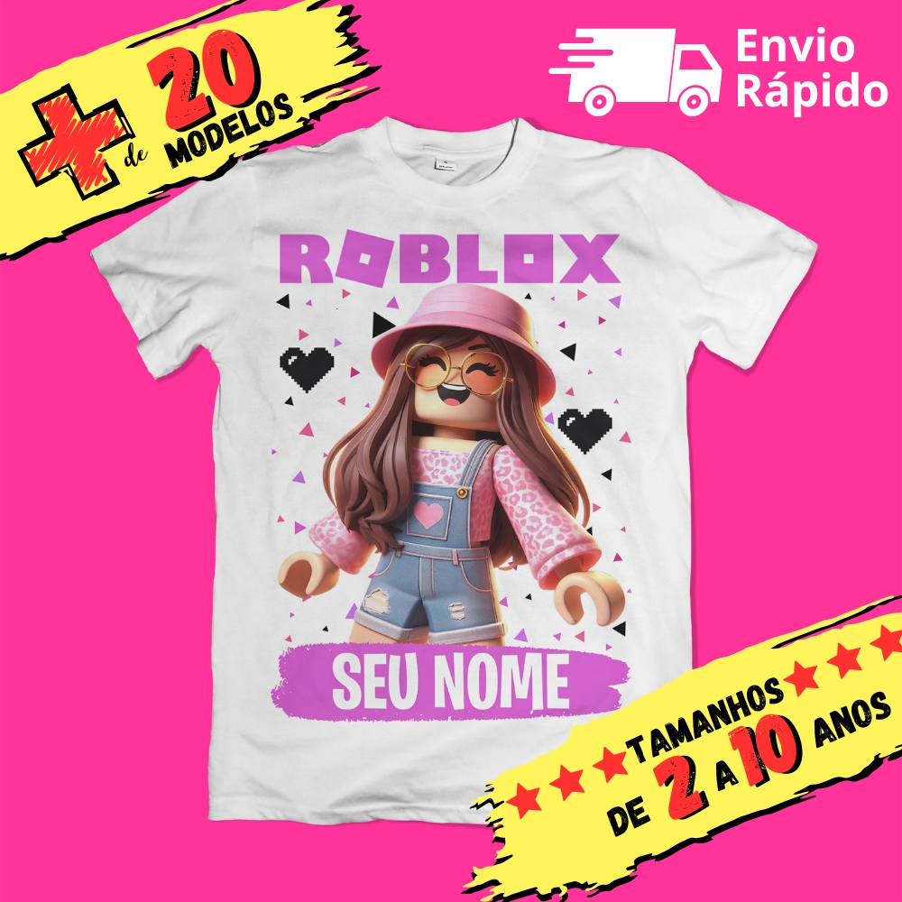 Camiseta Infantil Roblox para Meninas Personalizado com nome (Opcional)