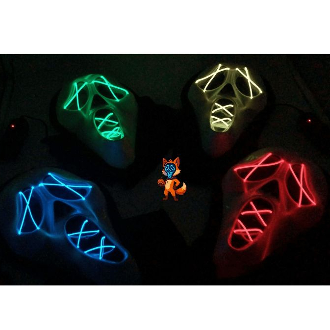 Máscara Ghostface com LED neon colorido para festa de Halloween