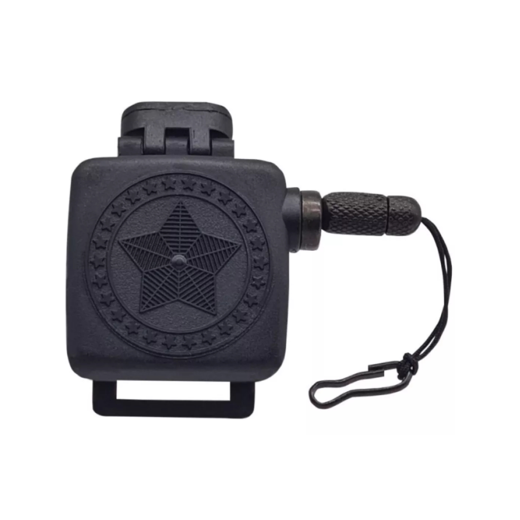 Guia Fiel Retrátil Preto Destro Estrela Segurança Tática Nylon Alta Resistência c/ Cordão de 1 Metro
