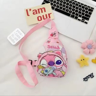 Bolsa Transversal Infantil Stitch Angel - Rosa, Estilo Fofo e Divertido 🐾🎀