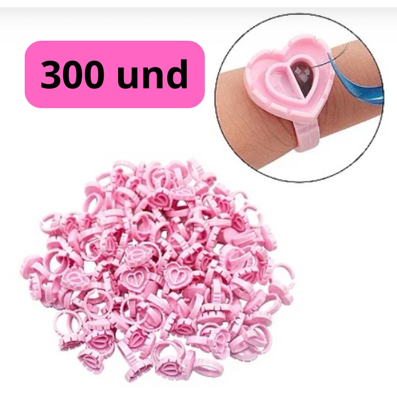 KIT 300 Unidades Anel Batoque Descartável Com Divisória Para Alongamento de Cílios e Aplicação Henna