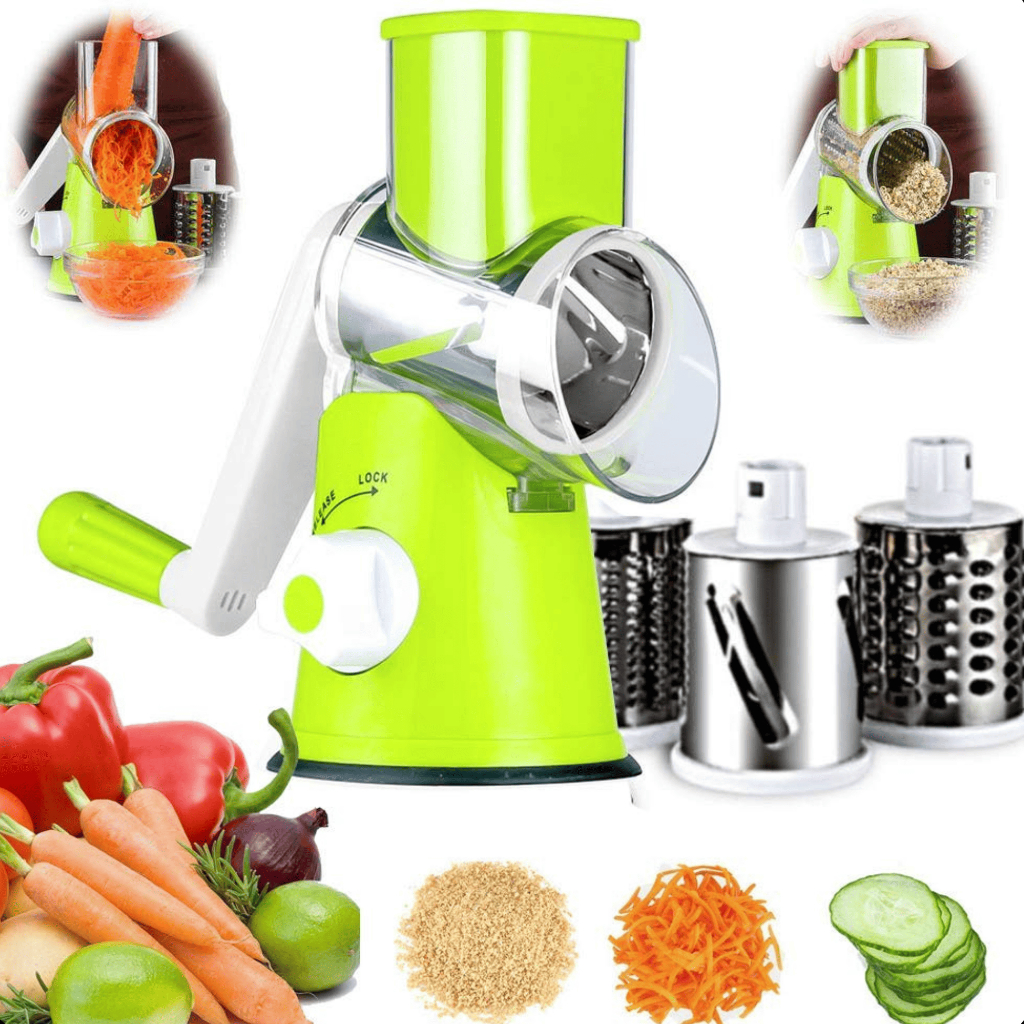 Cortador Ralador Fatiador De Legumes e Vegetais Giratório 3 Lâminas Inox Mandoline Table Moderna Mix