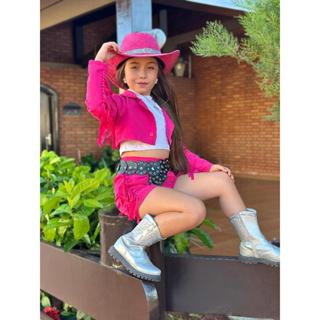 Conjunto infantil Ana Castela 4 pecas com chapeu mini boiadeira Aniversario rodeio festa junina em Oferta na Shopee
