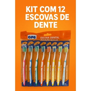 kit com 12 Escovas de Dente - Cerdas Macias - Uso Diario - Cores Sortidas em Oferta na Shopee