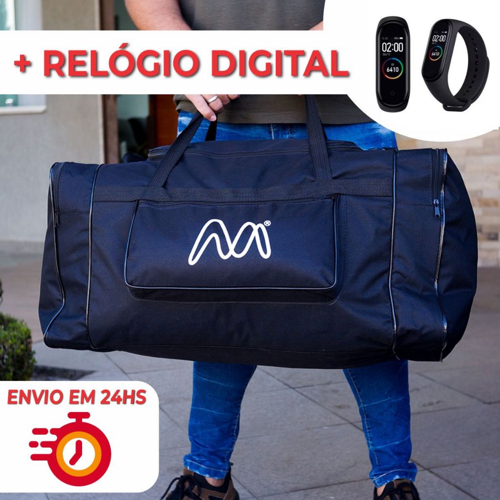 MALA BOLSA DE VIAGEM SACOLA  + RELÓGIO DIGITAL