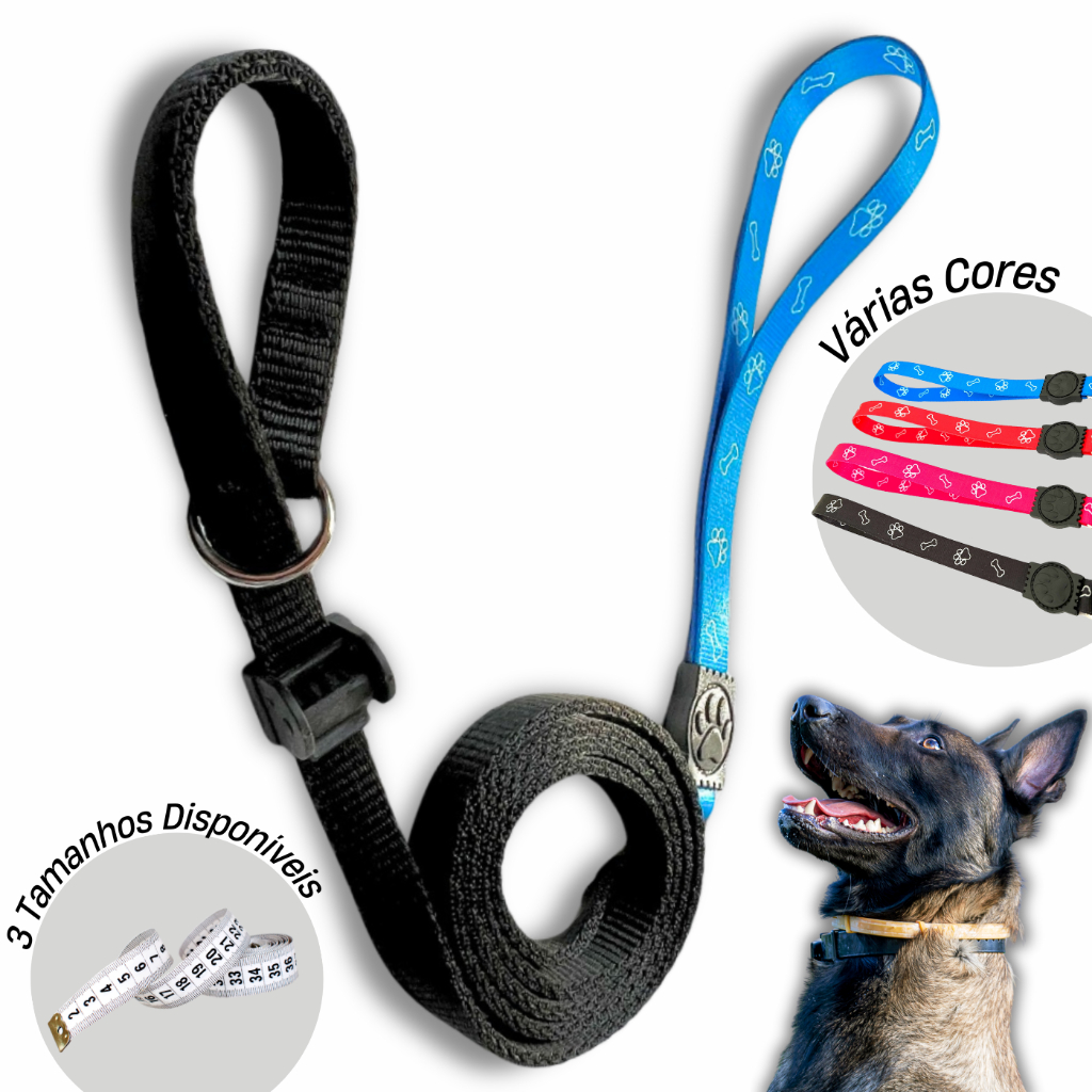 Coleira para adestramento Guia Unificada anti puxão reforçada pitbull com trava anti fuga educativa
