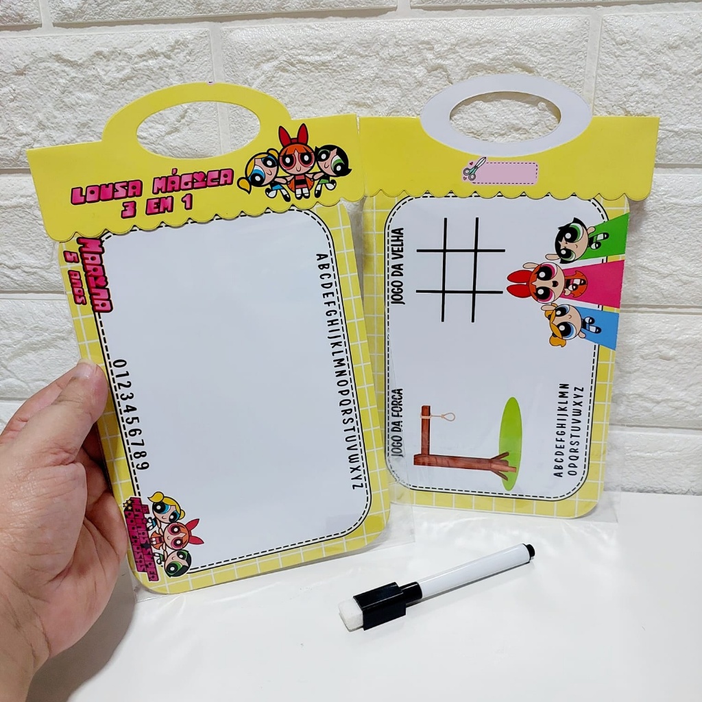 Lousa Mágica MENINAS SUPER PODEROSA Lembrancinha Personalizada – Festa de Aniversário Infantil