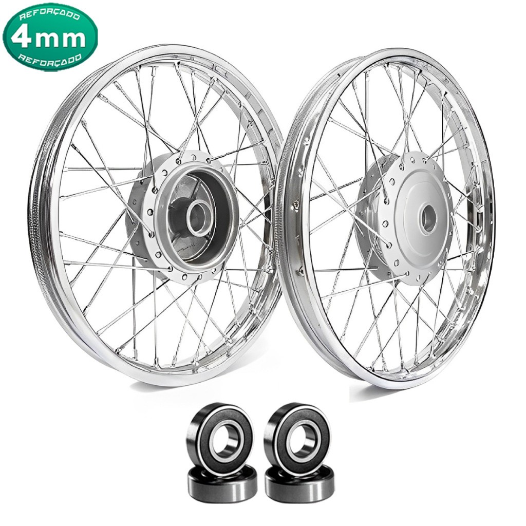 Par Aro Roda Raio 4mm Cg Fan Titan 150 Tambor Com Rolamentos