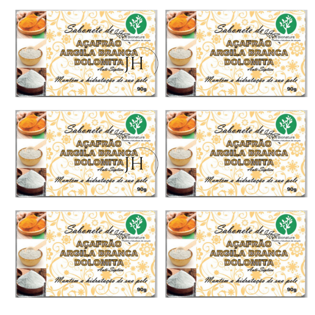 6 UN Sabonete Barra de Açafrão e Dolomita 90g - Bionature