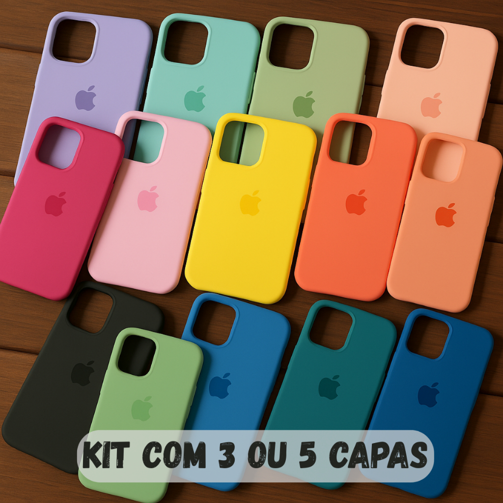 Kit Capa Capinha Para Iphone 16 15 14 13 12 11 X Xr Xs 8 7 Pro Max Plus Case Cores Aleatór...