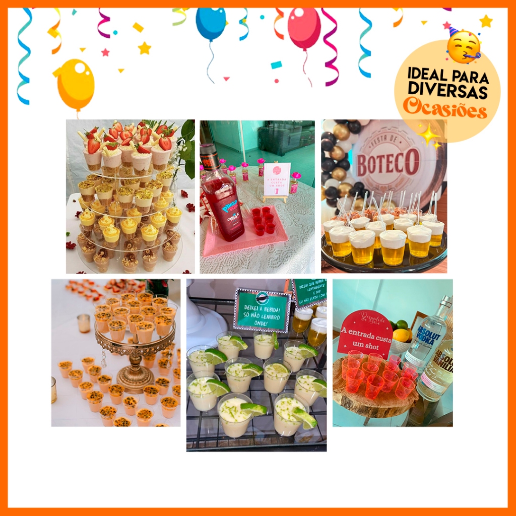 KIT 20|30|40|50|100 Copinhos para Sobremesas de 25ml + Colherzinha Doces e Brigadeiros