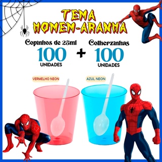 KIT 100 Copinho para Brigadeiro de Colher + 100 Mini Colher Cores Tema Homem Aranha em Oferta na Shopee