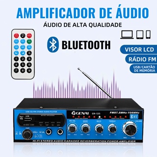 Amplificador Profissional 1200W Bluetooth - 2 Canais, USB/SD, FM, Karaokê, Controle Remoto - 110V em Oferta na Shopee