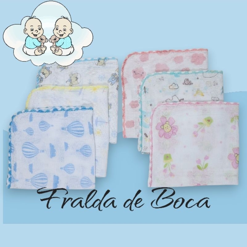 10 Unidades Pano de Boca Bebê Fralda de Boca Babete 100% algodão 30cm X 30cm em Oferta na Shopee