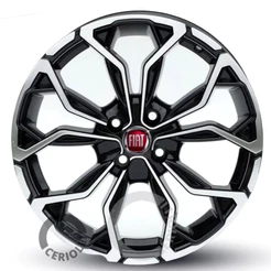 Kit 4 Rodas Aro 13 4x98 Emblema Vermelho Fiat Uno Fiorino Palio Bicos Brinde Preto Diamantado M16