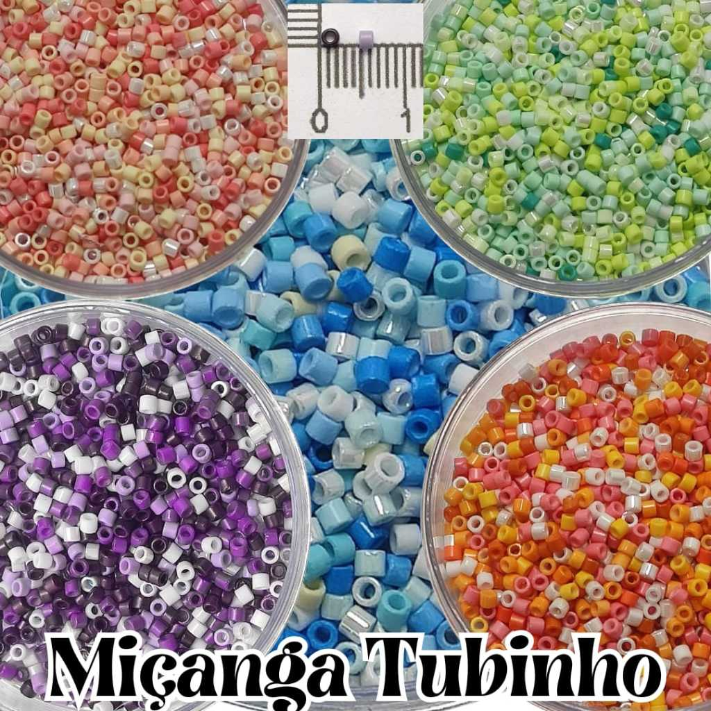 Miçanga Tubinho tam. 10/0(2,3mm), +ou- 1.040 unids. em Oferta na Shopee