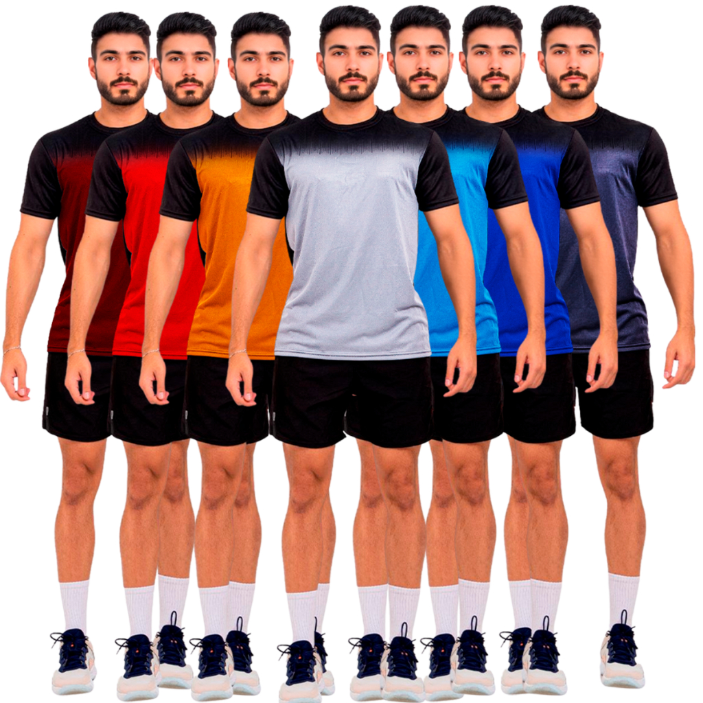 KIT 7 Camisas Camisetas Masculina Slim Fit P/Academia Corrida Confortável Tamanhos Especial