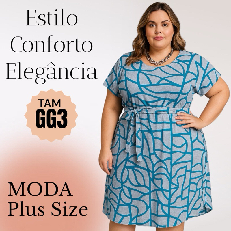 Vestido feminino plus size GG3 Soltinho moda feminina evangelico elegante dress manga curta em Oferta na Shopee