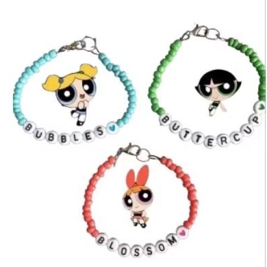 Bracelete Pulseira Miçangas Meninas Superpoderosas Amizade Braceletes