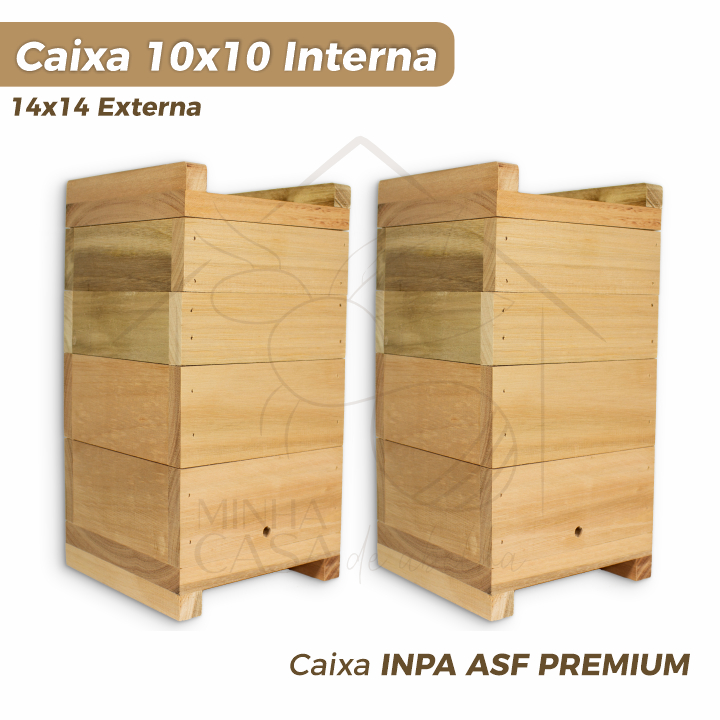 Kit 2 Caixas INPA ASF 10x10cm em Eucalipto Rosa para Abelhas Sem Ferrão Jataí Mirim Mandaçaia Uruçu