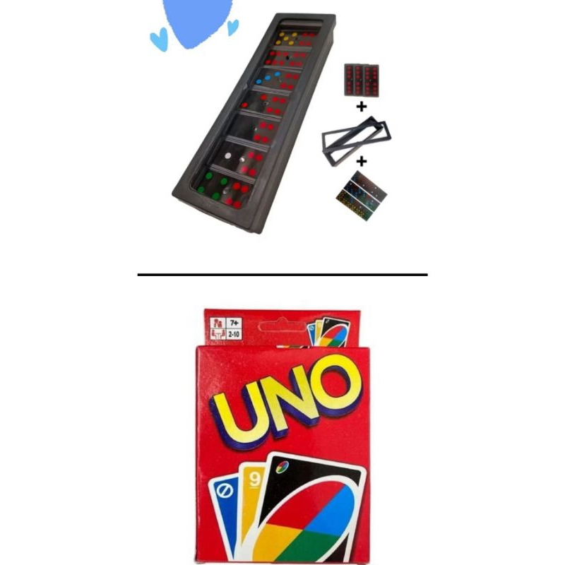 kit 1 domino + 1 Jogo de cartas baralho Uno minimalista preto vermelho genérico Mattel