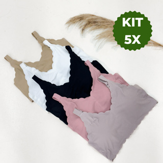 Kit 5 Sutiãs Sem Costura com Bojo Removível Conforto Sustentação Uso Diário em Oferta na Shopee