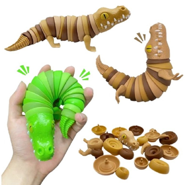 Brinquedo Articulado Sensorial Crocodilo Flexível Divertido em Oferta na Shopee