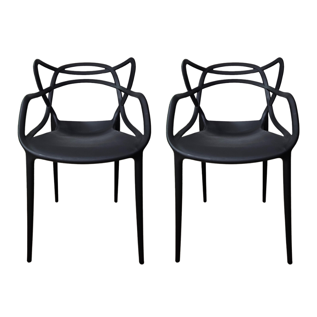 Kit 02 Cadeiras Allegra Polipropileno Empilhar Preto Jantar Cozinha