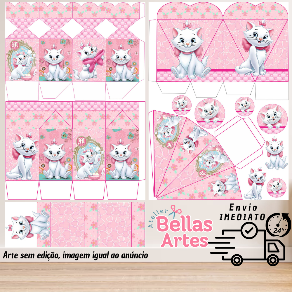 KIT LEMBRANCINHAS GATA MARIE COM 80/160 ITENS (sem nome) - ENVIO 24H em Oferta na Shopee